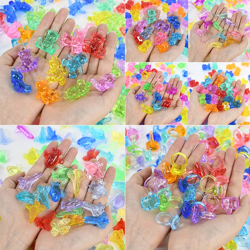 

10pcs Color Transparent Plastic Acrylic Cartoon Animal Dolphin Pendant Crystal Craft Diy Scrapbooking Jewelry Making Accessories