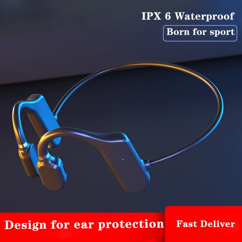 

True Bone Conduction Swimming Headphone Bluetooth Wireless Earphone IPX6 Waterproof MP3 Music Player Diving Sport Headset