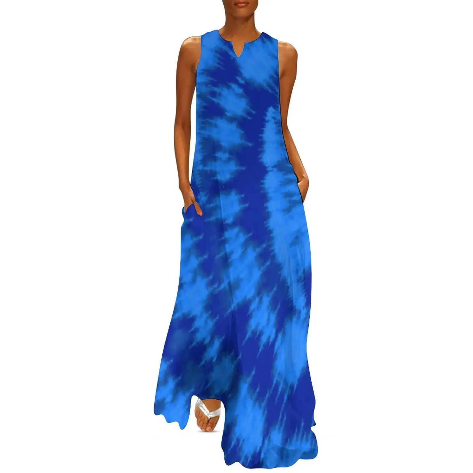 

Blue Swirl Tie Dye Dress Midnight Blue And Aqua Vintage Vintage Maxi Dress Aesthetic Casual Long Dresses V Neck Oversize Vestido