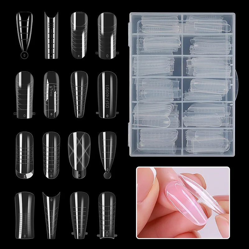 

120pcs Dual Forms Nails Poly Building Gel Mold Nail Form Extension Builder UV Gel Fake Nail Tips Manicure Mold False Tips Tool
