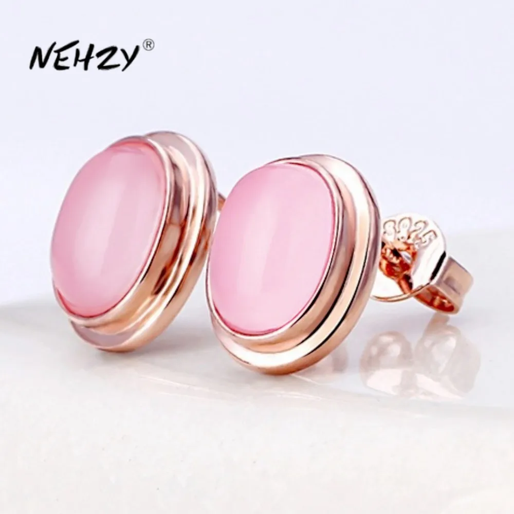 

NEHZY новые женские модные серьги из серебра 925 пробы высокого качества с розовыми кристаллами