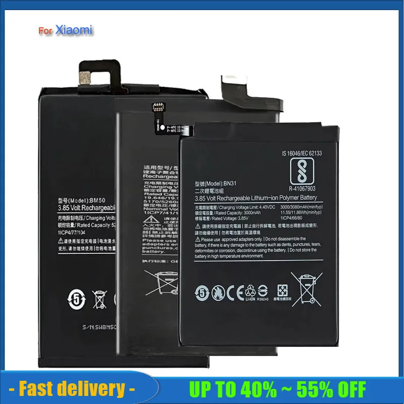 Аккумулятор для смартфона Xiaomi Mi 11 BM4X Bateria 10 9 Pro 8 SE Lite CC9 6X MIX3 MAX3 BM3E BM3L BM4M BM51