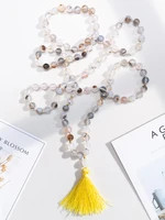 oaiite 8mm botswana agate beads natural stone mala necklace japamala 108 prayer beaded meditation yoga jewelry accessorries