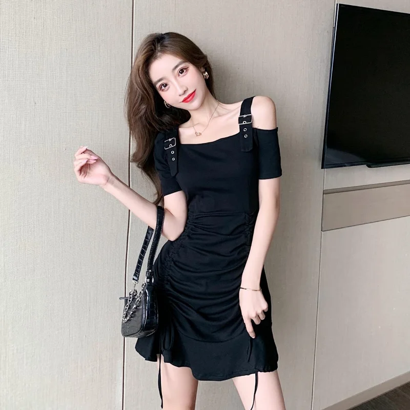 

Summer New Womens Solid Color Irregular Sexy Western Style Dress with Waist Reduction and Slim Appearance Dress Women Dresses