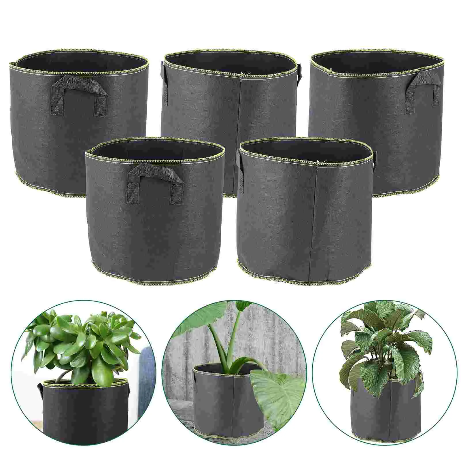 

5pcs Planting Bags Non-woven Growing Nursery Pouch Planting Pouch with Handles