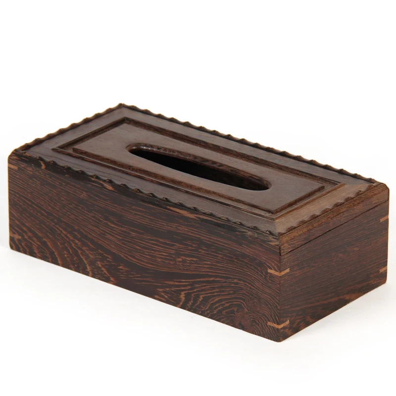 

Simple Natural Rectangle Solid Wood Wenge Paper Box Wooden Tissue Box Kitchen Household Items Living Room Dining Table Ornaments