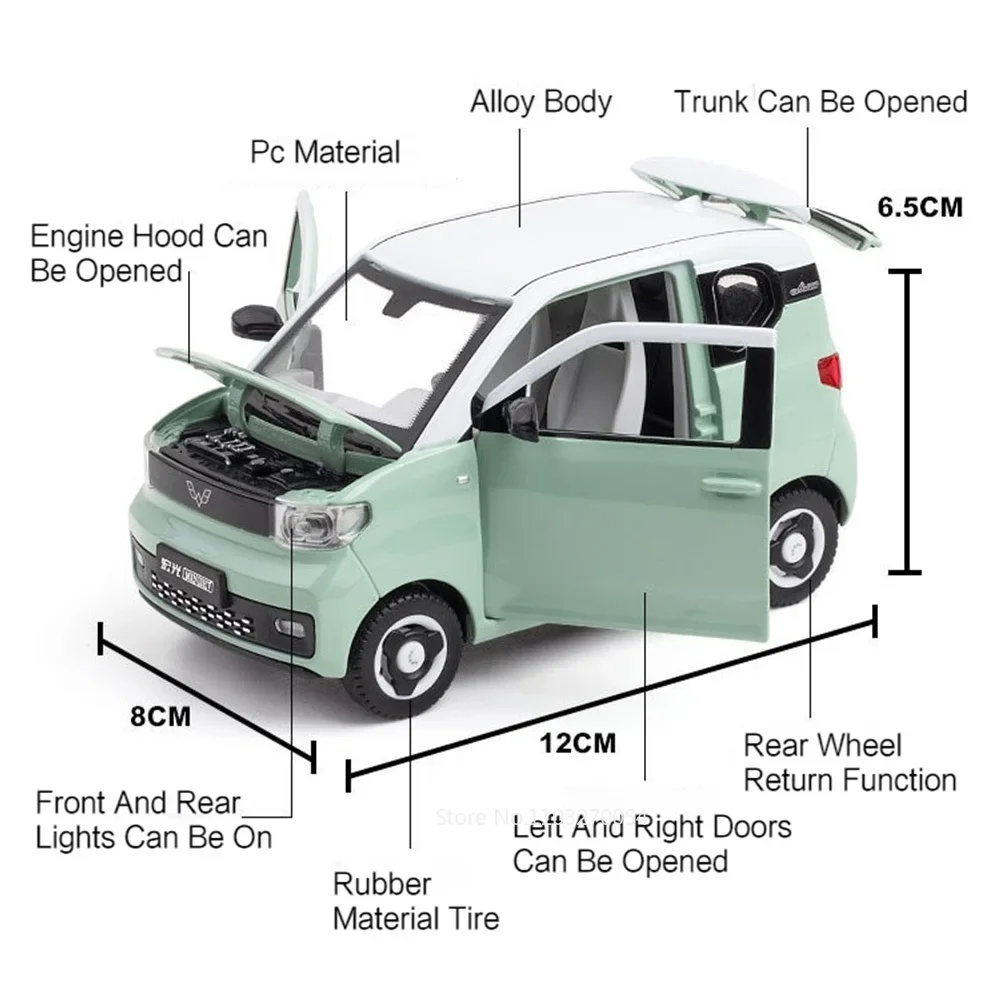 Модель мини-электромобиля Wuling Hong Guang 1/24 игрушки литая автомобиль из сплава