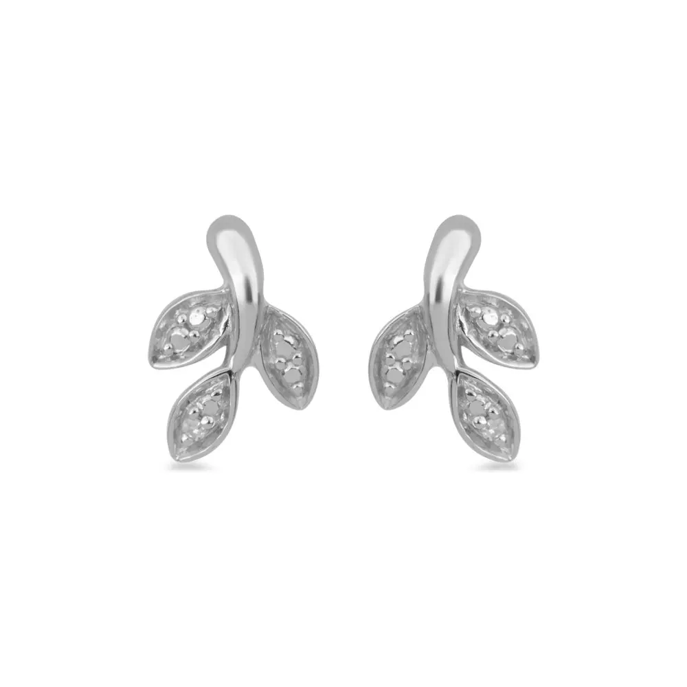 

1/20 cttw Sterling Silver Leaf Stud Earrings (IJ I2/I3)