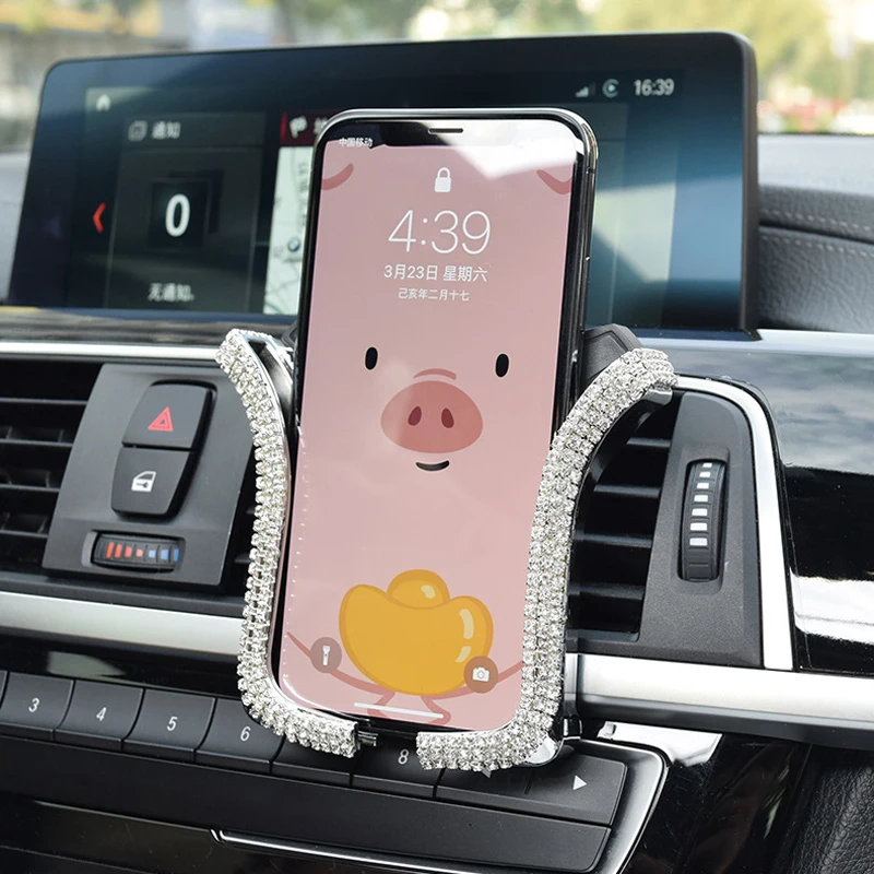 

Автомобильный держатель для телефона, со стразами, для iPhone и Samsung