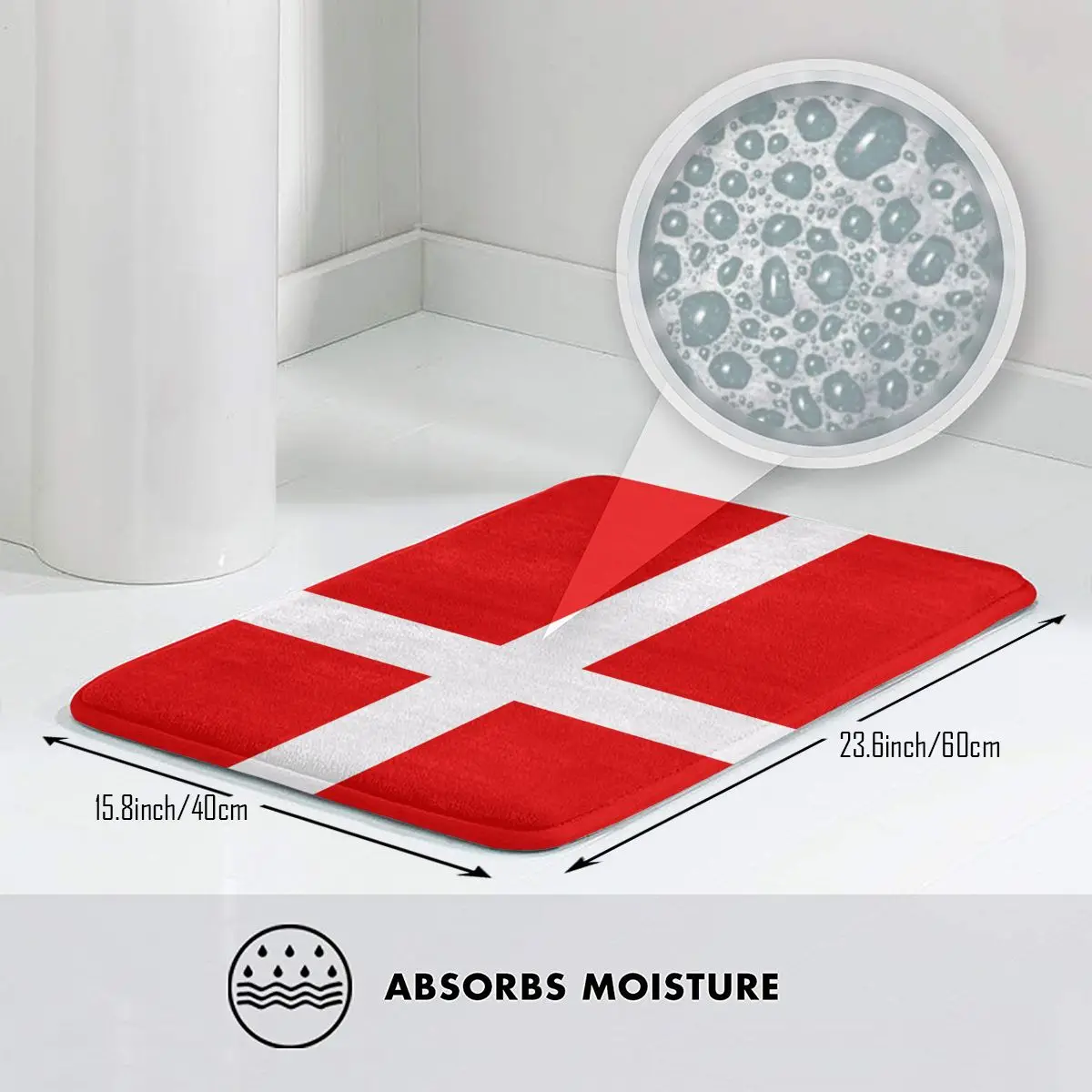 Нескользящий напольный коврик с датским флагом для комнаты входной двери ванной