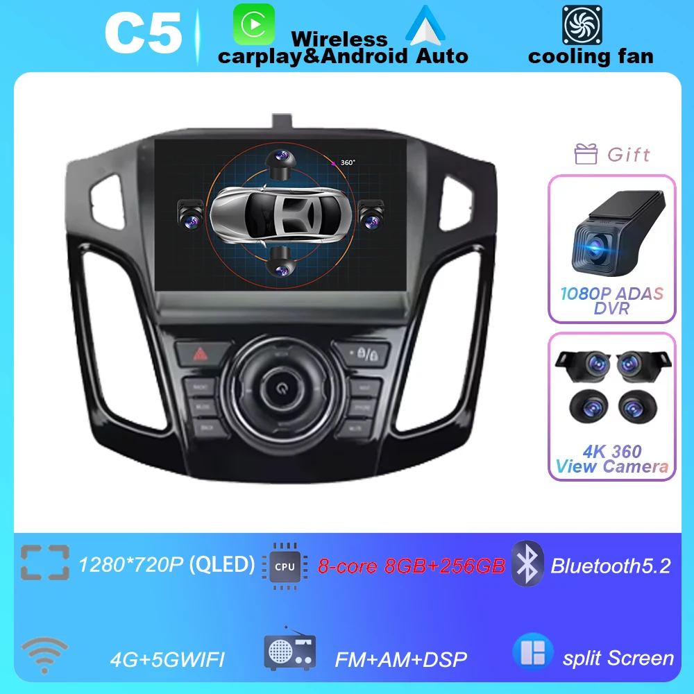 

8-ядерный автомобильный радиоприемник Android 15 для Ford Focus 3 Mk 3 2011 2012-2019 Видеоплеер GPS Carplay Android Auto NO 2DIN DVD головное устройство