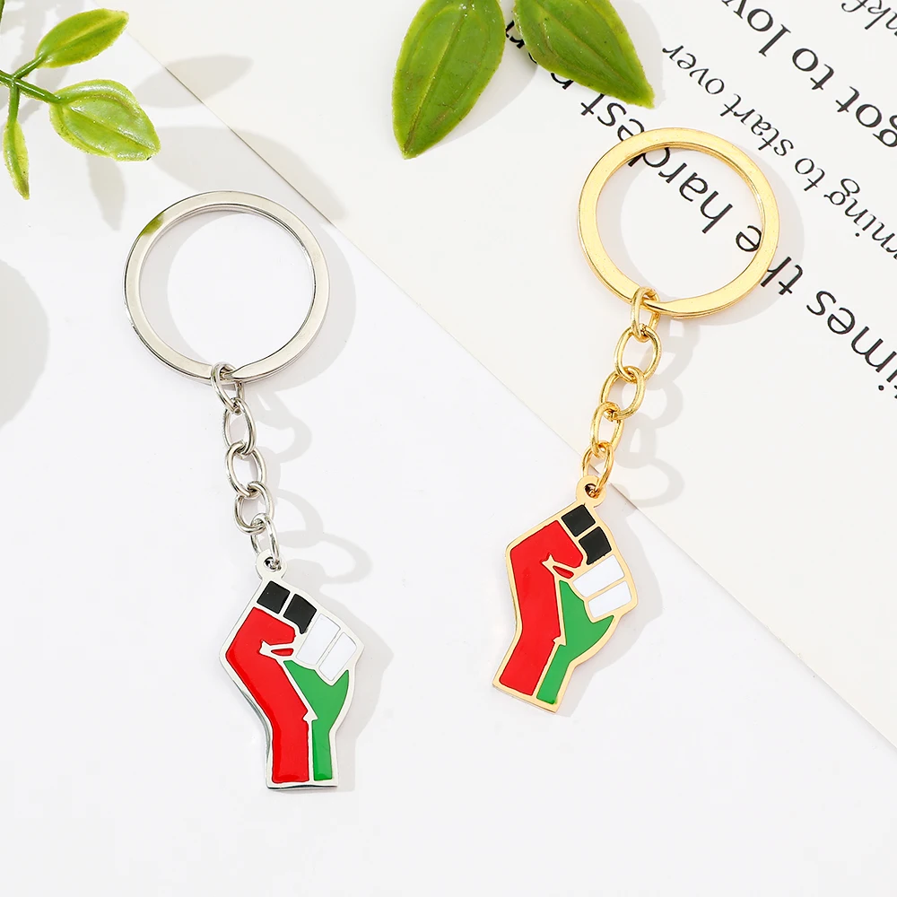 Модный красочный брелок с подвеской в виде кулака из нержавеющей стали для