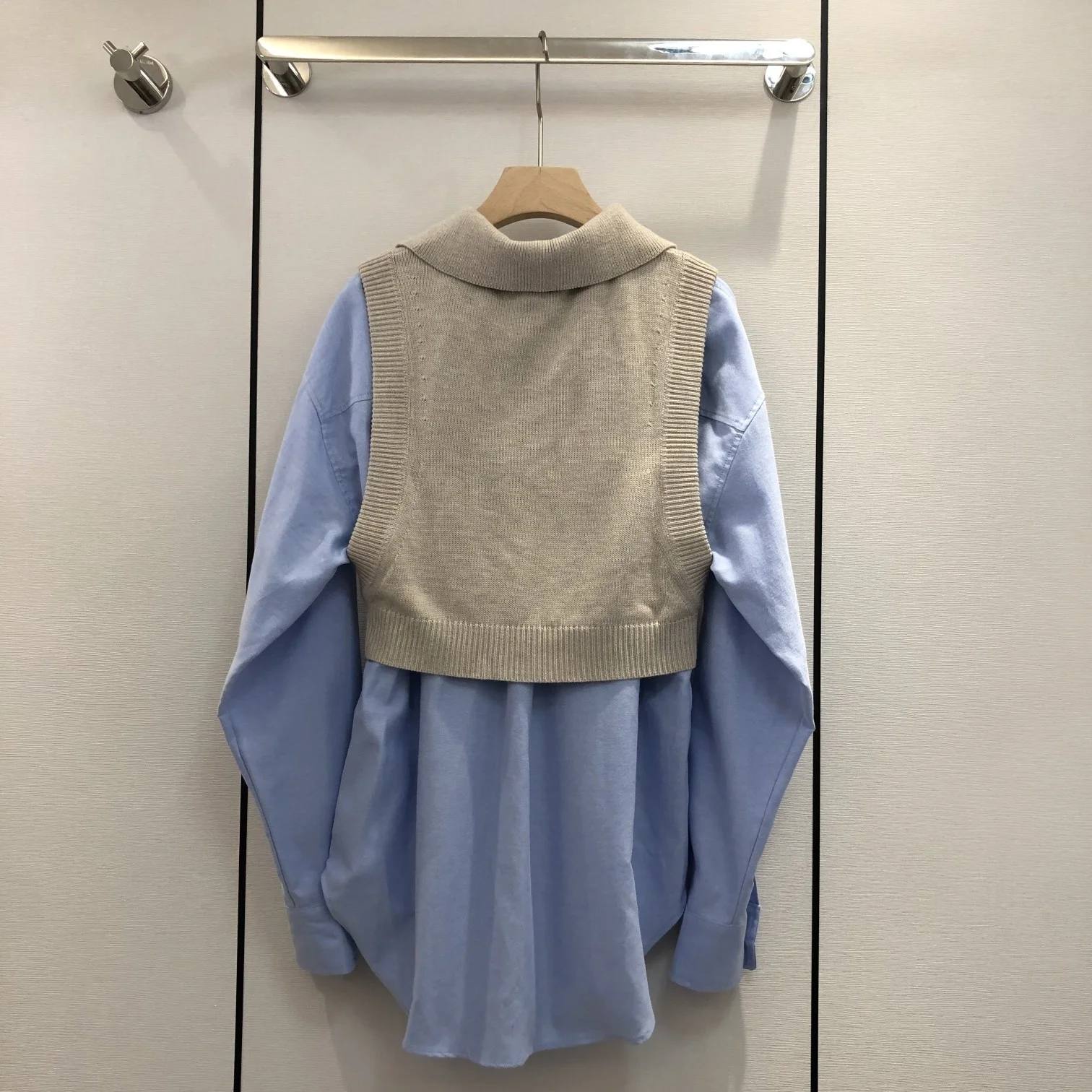 

Fashion Brand Knit Ladies Tank Top Shirts High Quality Patchwork Luxury Long Sleeve Famous High-end Design Vest Blouses