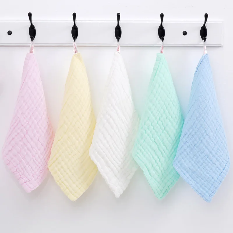 

30x30cm Baby Solid Color Soft Pure Cotton Burp Cloths 6 Layers Newborn Infants Washing Face Towels Kids