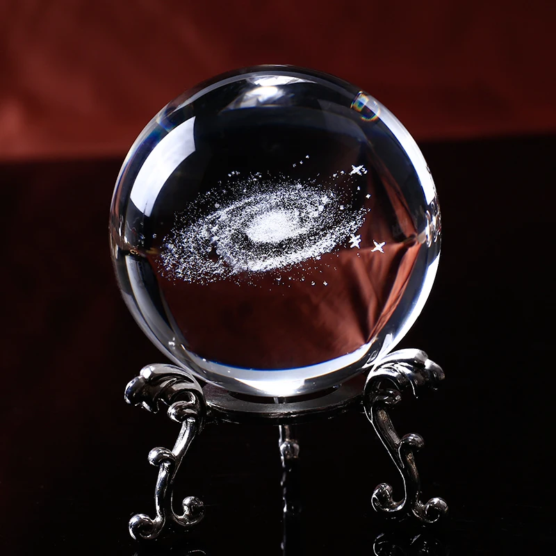 

6/8cm Diameter Globe Galaxy Miniatures Crystal Ball 3D Laser Engraved Quartz Glass Ball Sphere Home Decoration Accessories Gifts
