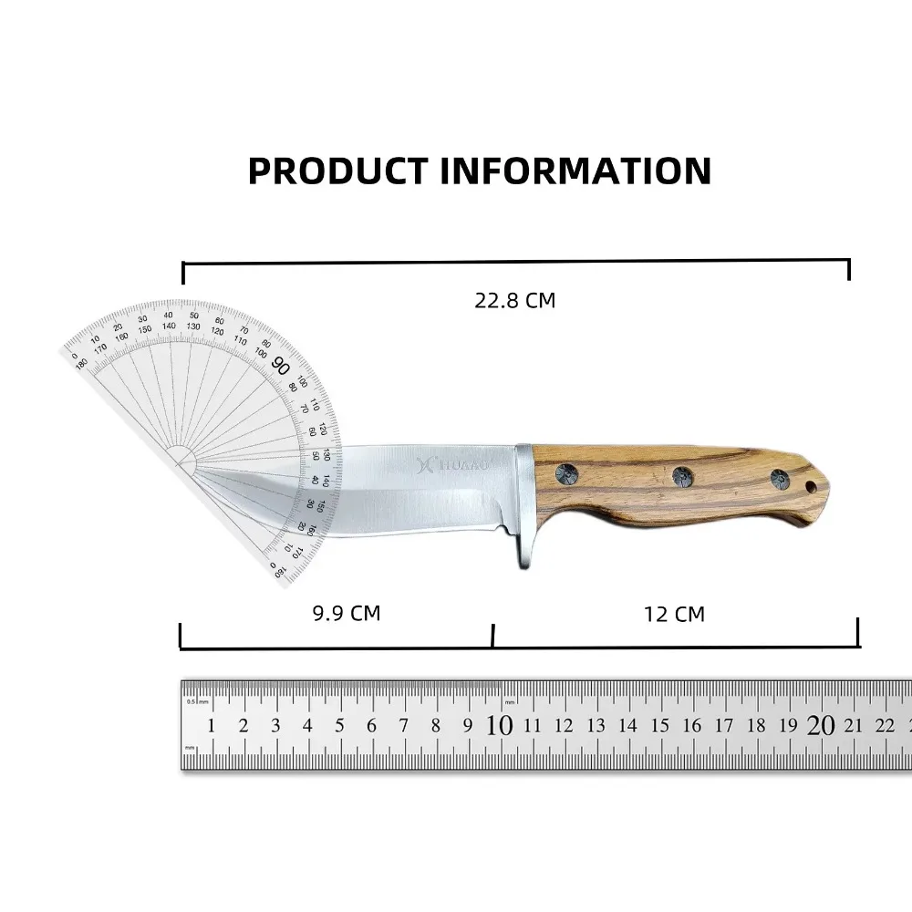 Нож HUAAO С Фиксированным Лезвием Из Нержавеющей Стали Atlas И Деревянной Ручкой 5c13Mov