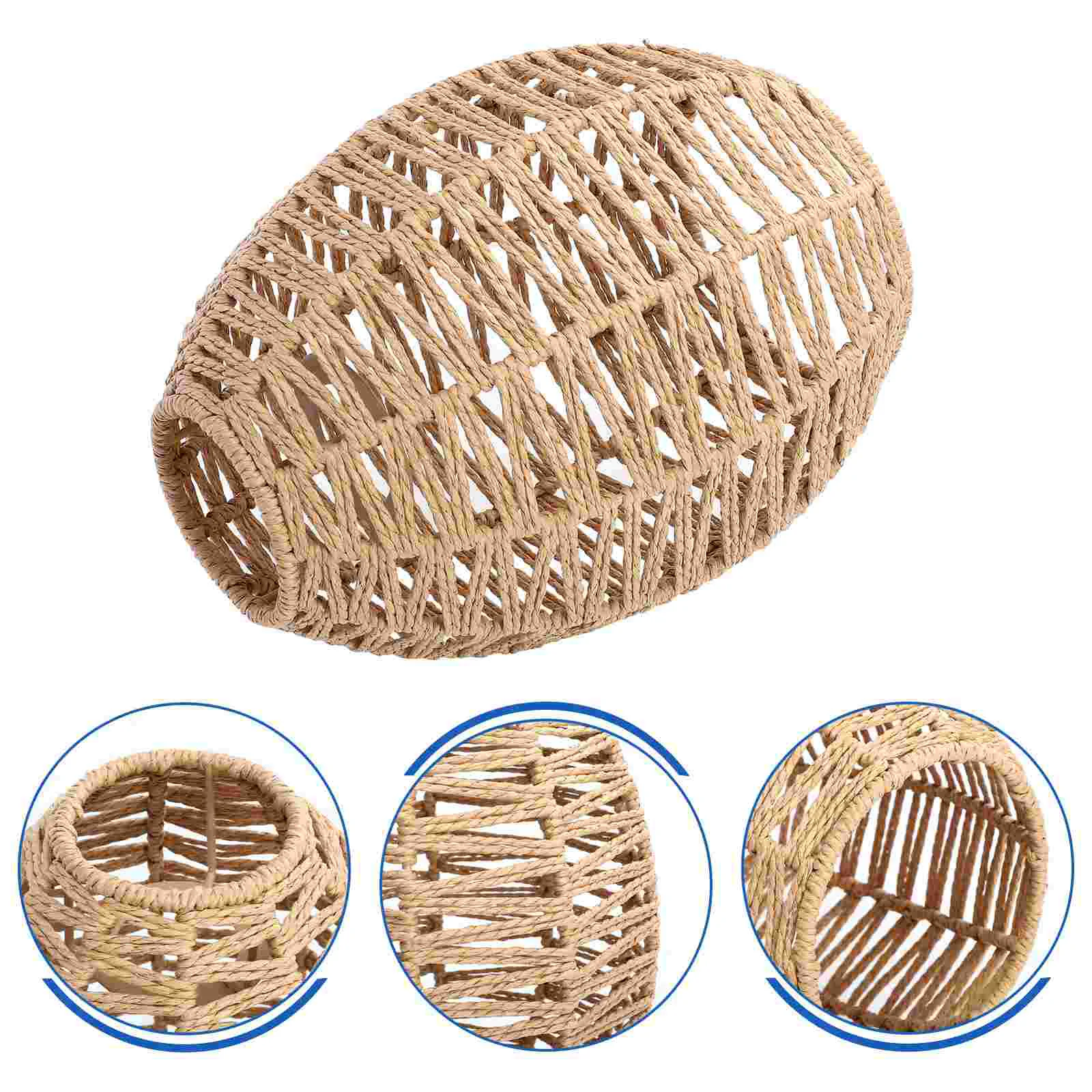

1pc Hand Woven Lampshade Simulation Rope Woven Pendant Lamp Shade for Hotel