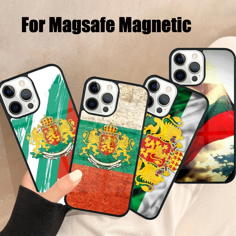 Чехол для телефона Magsafe с флагом Болгарии iPhone 16 15 14 13 12 11 Pro Max Plus мини-зеркало