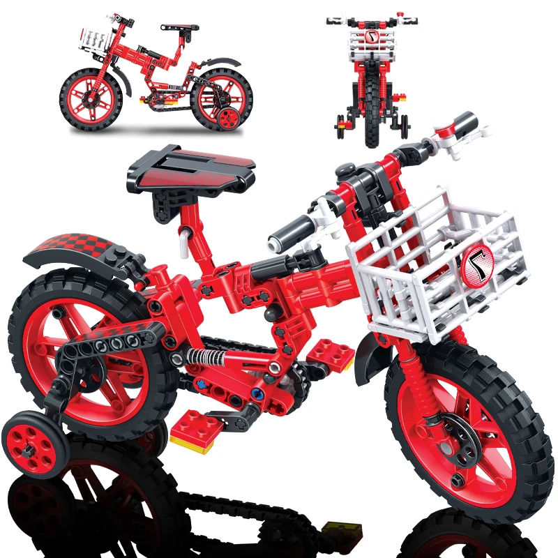 

235 шт. строительные блоки ERBO City, дизайнерская модель велосипеда, строительные блоки, конструкторы, развивающие игрушки для детей, подарки