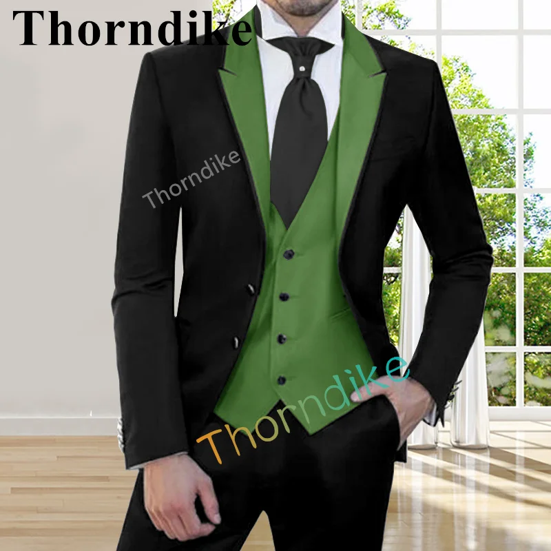 Thorndike 2022-Slim-Fit-Men-Suit-Custom-Groom-Wedding-Tuxedo-Prom-Wedding-Tailor-Black-Suit-3-Piece-Set