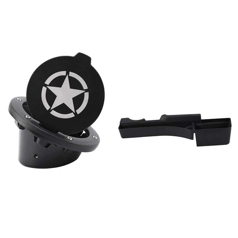 

2 Pcs Car Accessories: 1 Pcs Gas Tank Cap Cover Fuel Tank Cover & 1 Pcs Gear Shift Console Storage Box Organizer