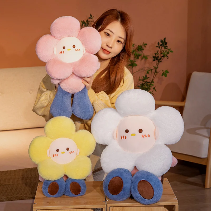 45/65cm Soft Comfortable Creative Cushion for Kid Stuffed Flower Doll Plush Plant Baby Sleep Toy Birthday Girl Gift Room Dector