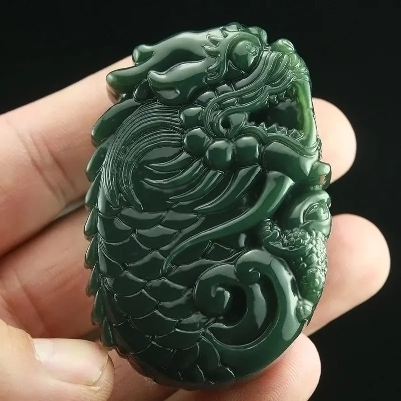 

Натуральный Мягкий Нефритовый Дракон рыба прыжок Longmen Нефритовый дракон кулон подарок