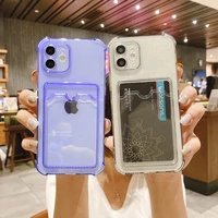 card bag phone case for iphone 13 11 12 pro max xr xs max x 7 8 plus se 2020 soft shockproof bumper transparent back cover
