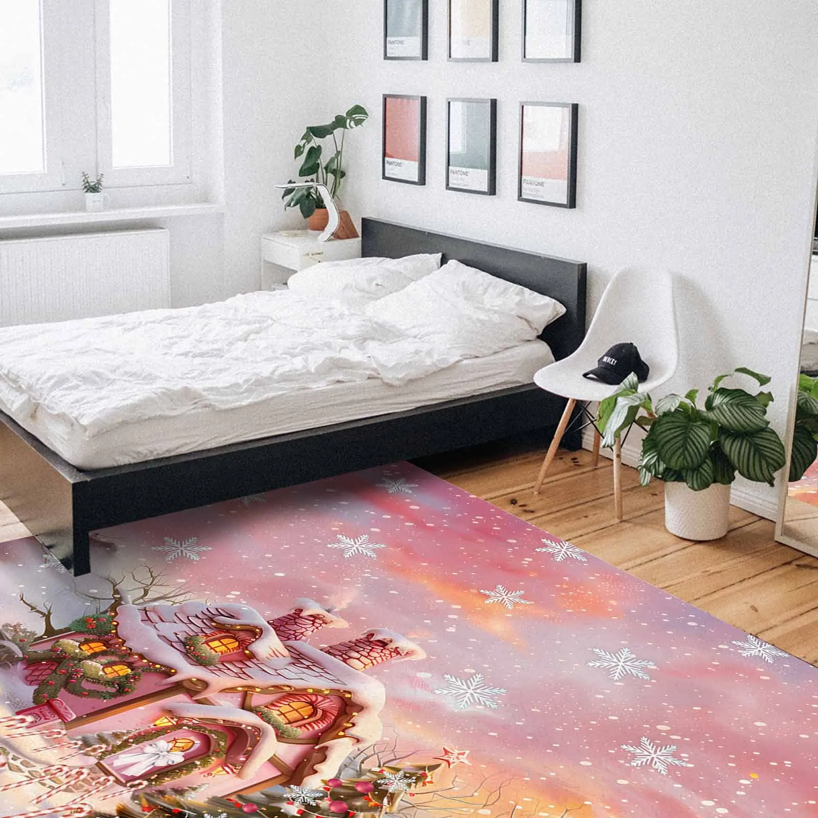 Рождественский конфетный домик вид снега сельская местность напольный коврик