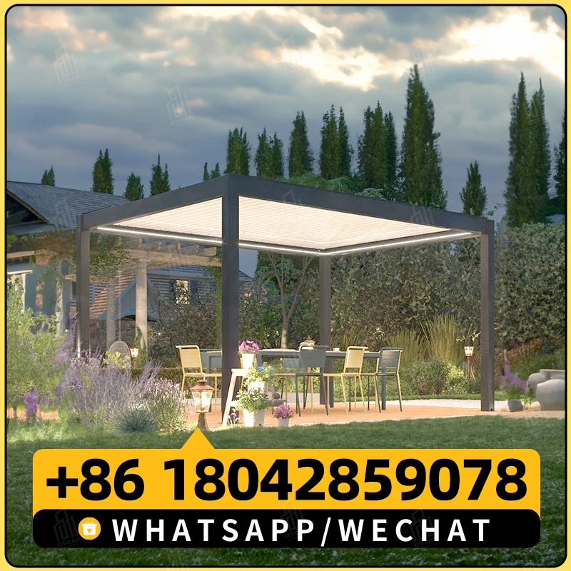 Водонепроницаемая беседка моторизованная 4x3 уличная тент садовый навес жалюзи