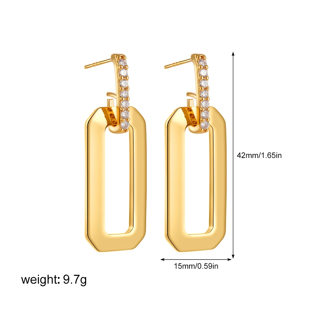 Женские прямоугольные серьги-подвески длинные серьги с геометрическим узором