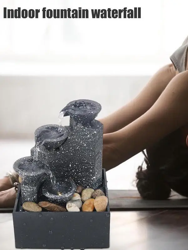 

Tabletop Fountain Ornaments With LED Lights Rock Falls Indoor Waterfall Calming Relaxing Water Sound Small Desktop Fountains