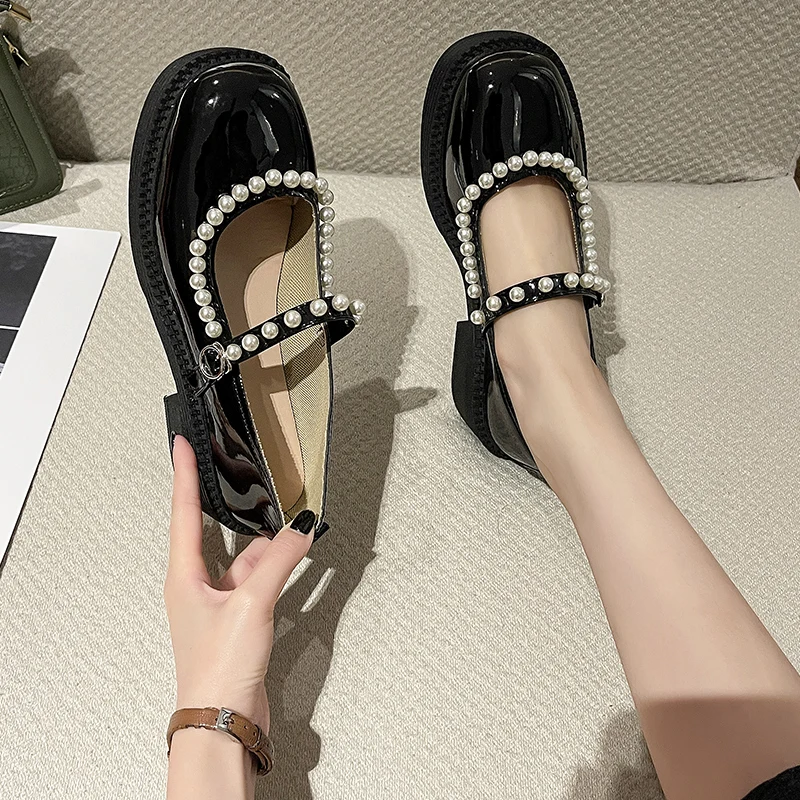 

Туфли-оксфорды женские в стиле ретро, элегантные кроссовки с украшением из жемчуга, кожаные удобные, с украшением из бисера, лето