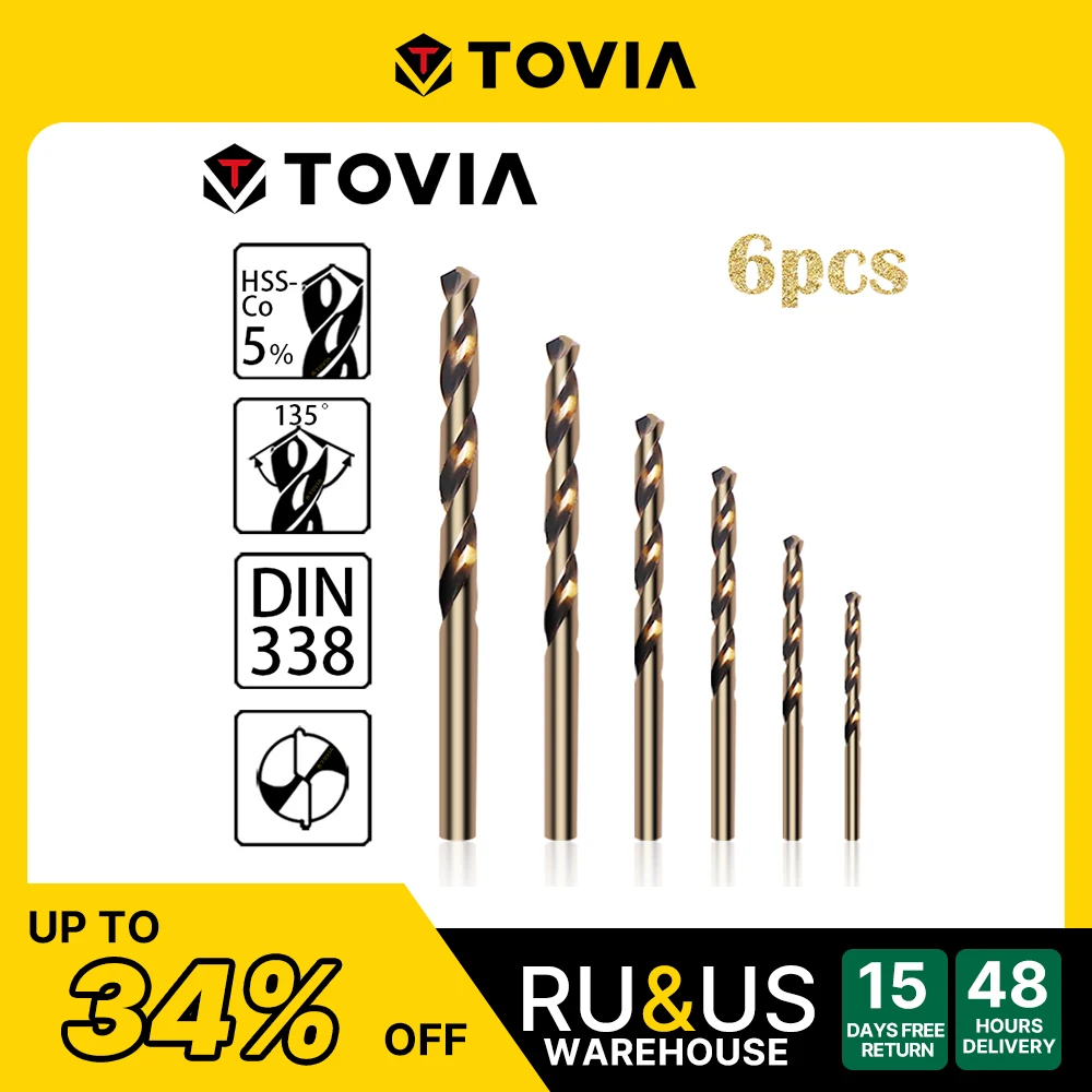

Cobalt Drill Bit 6pcs Set For Stainless Steel M35 Drill Bits 2-8mm HSS CO M35 Twist Drill Bits