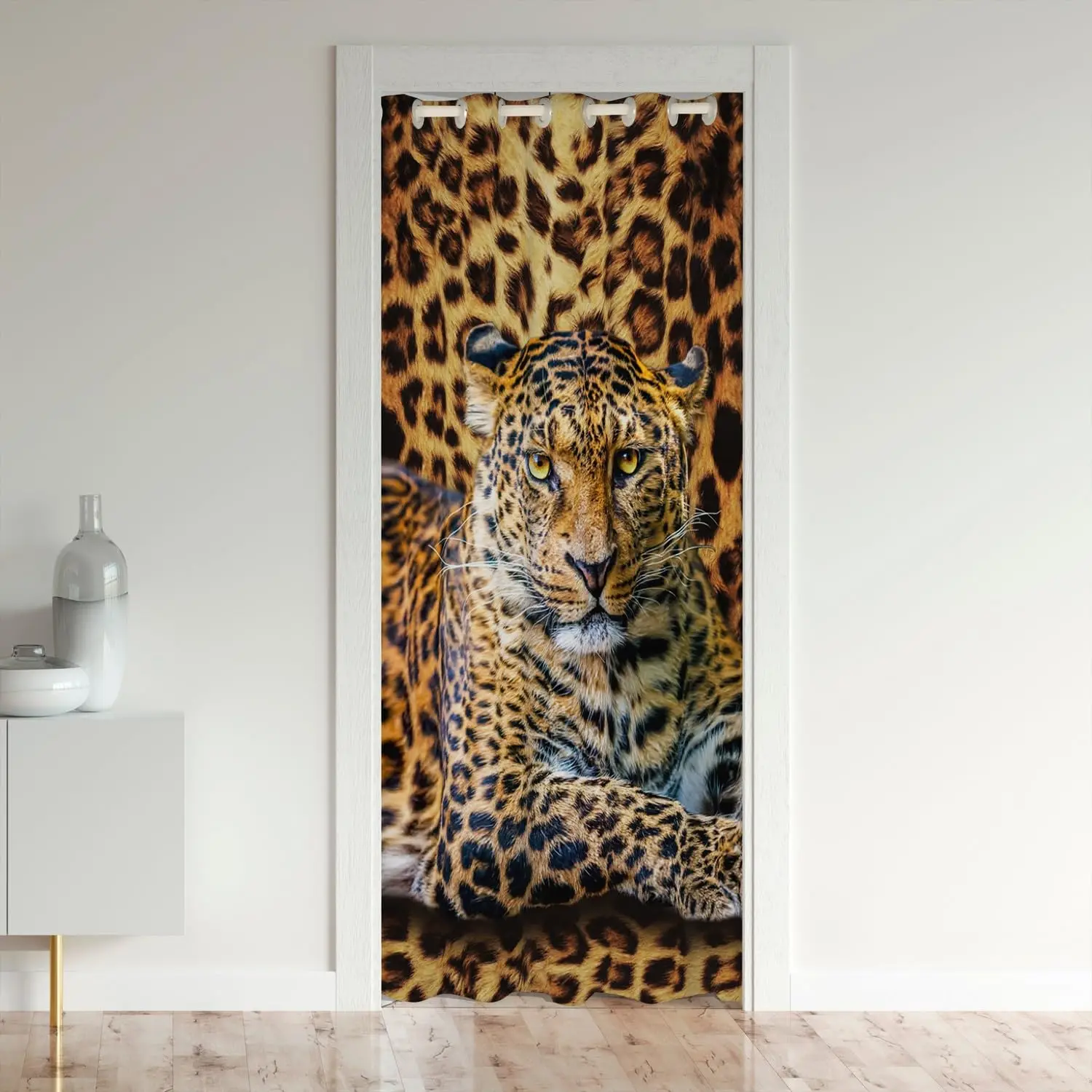 

Леопардовые занавески в виде диких животных в джунглях, дверные занавески в виде гепарда для спальни, гостиной, затемняющие дверные занавески, люверсы, разделительные занавески