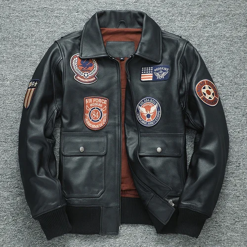 

Leather Jacket Mens Cowhide Genuine Leather Coat Male Flight Suit Lapel Motorcycle Jacket Plus Size Autumn New Style FCY