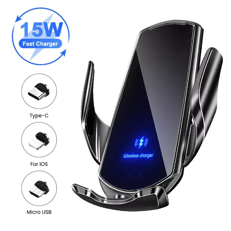 

15W Qi Car Wireless Charger Magnetic USB Infrared Sensor Phone Holder Mount for iPhone 13 12 11 XR X 8 Samsung S20 S10