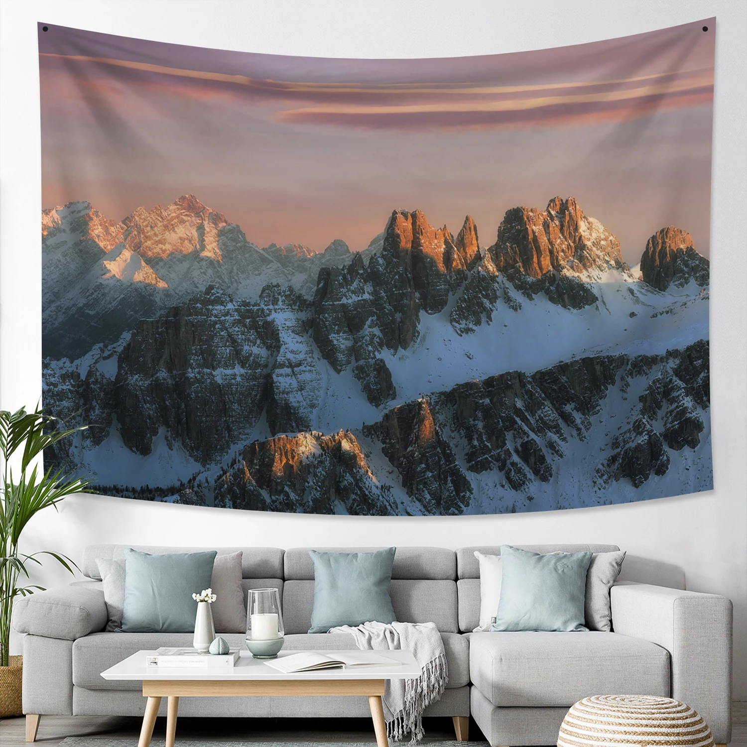 

Peak Landscape Wall Tapestry Snow Mountain Sunrise Photography Fireplace Tapestry Bedroom Living Room Home Wall Art Decoration