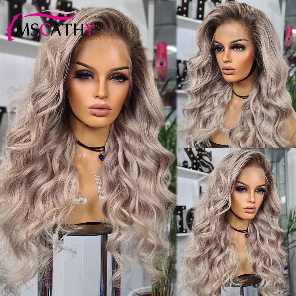Ash Grey Blonde Lace Front Wigs Water Body Wave Lace Front Wigs Black Brazilian Virgin Human Hair HD Lace Frontal Wigs Prepluck