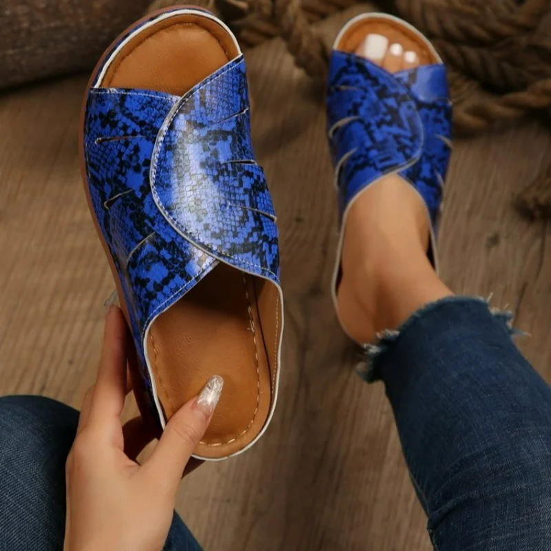 

Ladies Shoes on Sale 2023 New Summer Snake Pattern Women's Slippers Casual Outdoor Slippers Female Wedges Platform Sandals