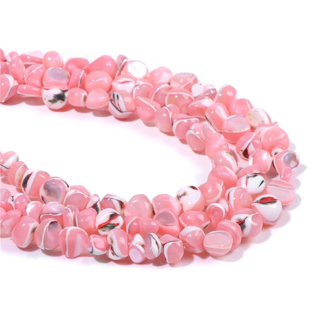 Розовые Искусственные свежие бусины из ракушек, бусины из натурального жемчуга, бусины из ракушек, искусственное ожерелье в стиле бохо