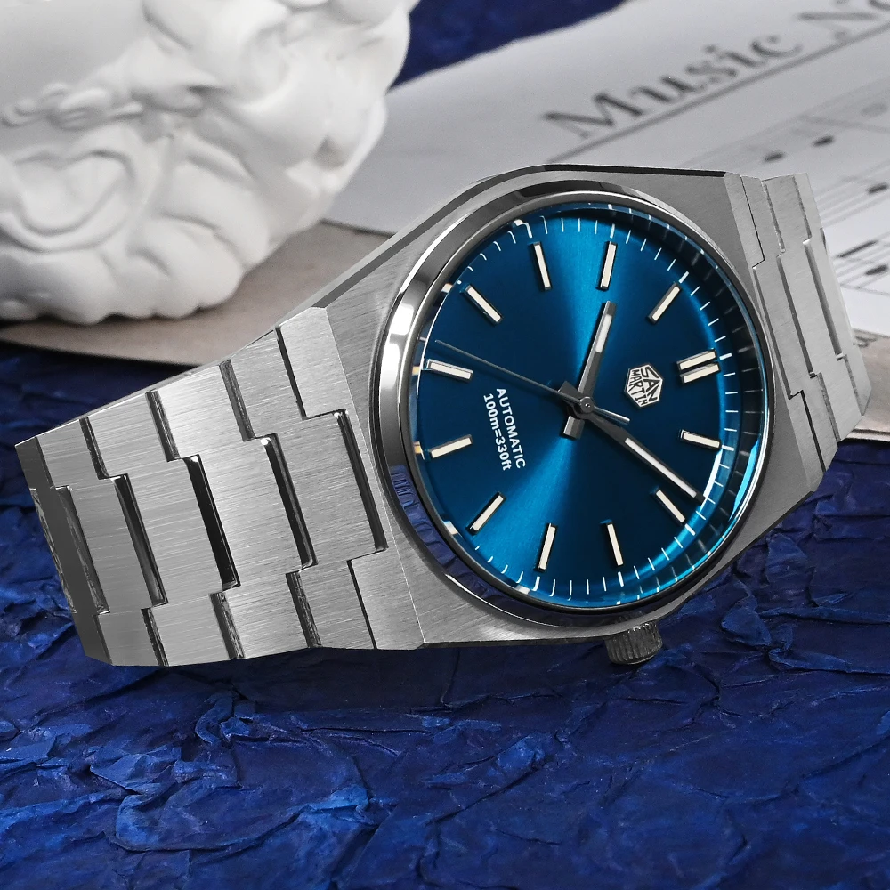 Цена Мужские часы San Martin, 40 мм, Miyota 9015, классические роскошные автоматические механические часы, быстросъемный браслет из нержавеющей стали