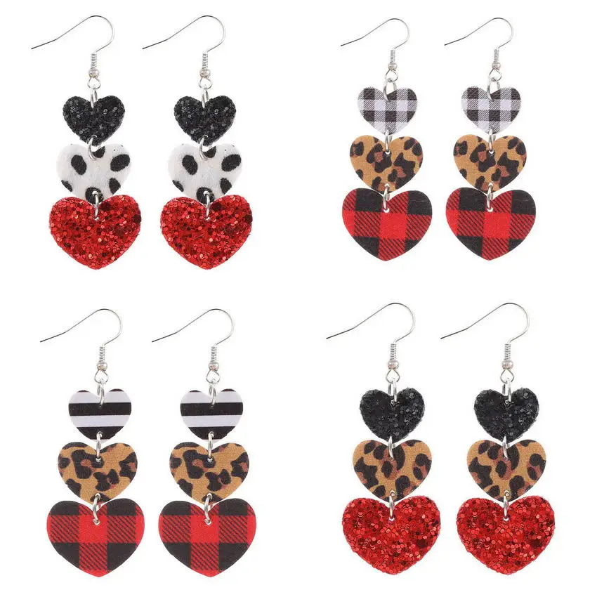 Серьги-подвески из искусственной кожи с леопардовым и Буйволом