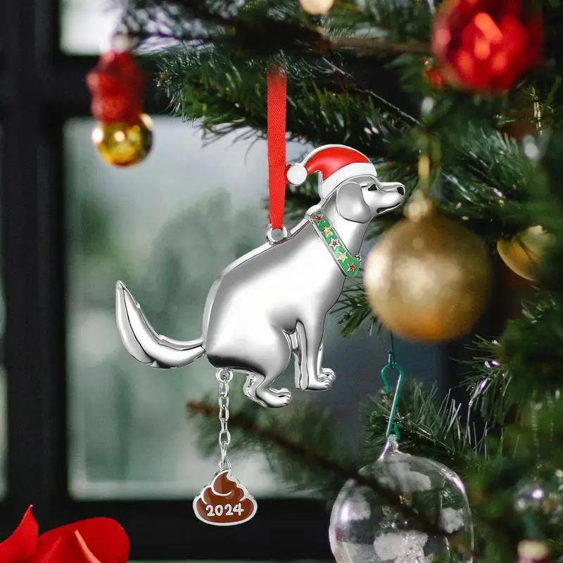 Собака какающих украшений забавные подвесные рождественские украшения елочные