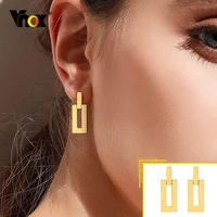 vnox geometric women drop earrings gold color solid stainless steel rectangle square dangle earrings chic boho girls earrings