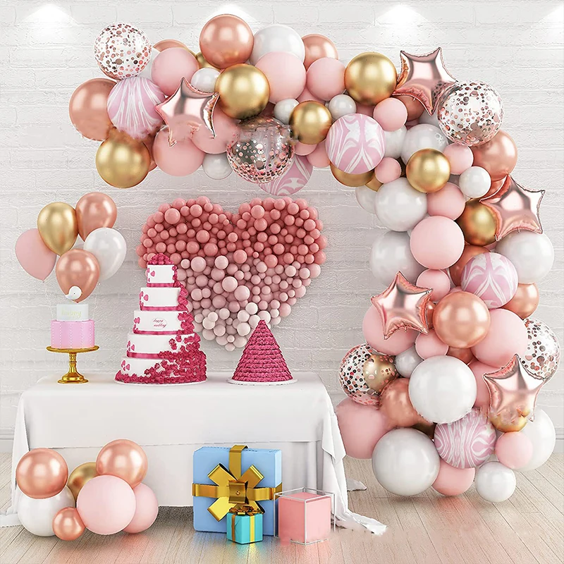 

Happy Birthday Party Decoration Balloons Pink Onyx Balloon Arch Garland Wedding Arrangement Balloon Glue Chain Baby Shower Decor