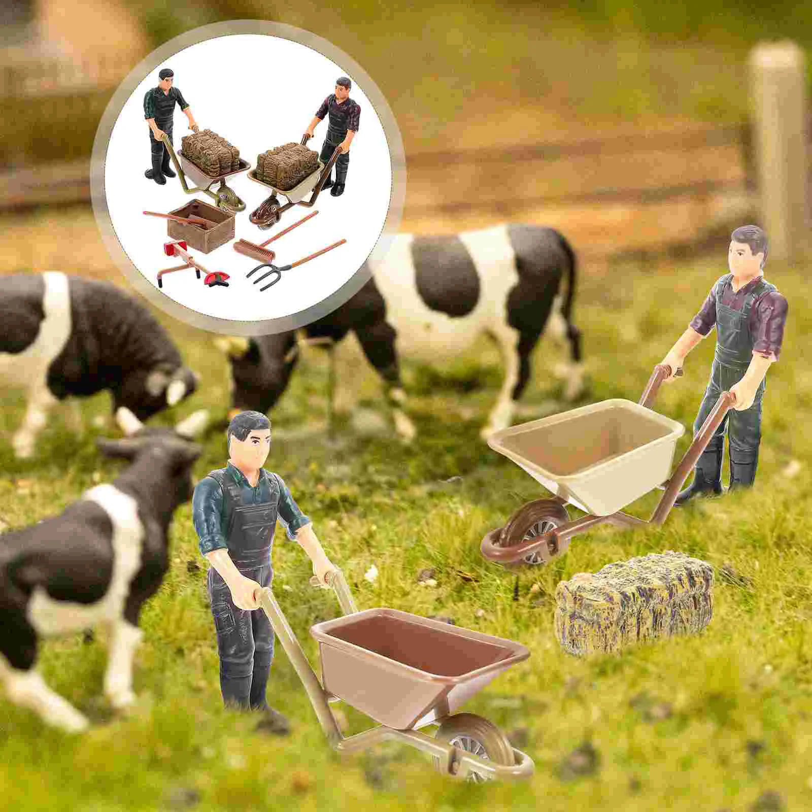 

Фермерская модель, Миниатюрные аксессуары, мини-инструмент для подачи, инструмент для кормления, сарай, крошечные строительные фигурки, нас...