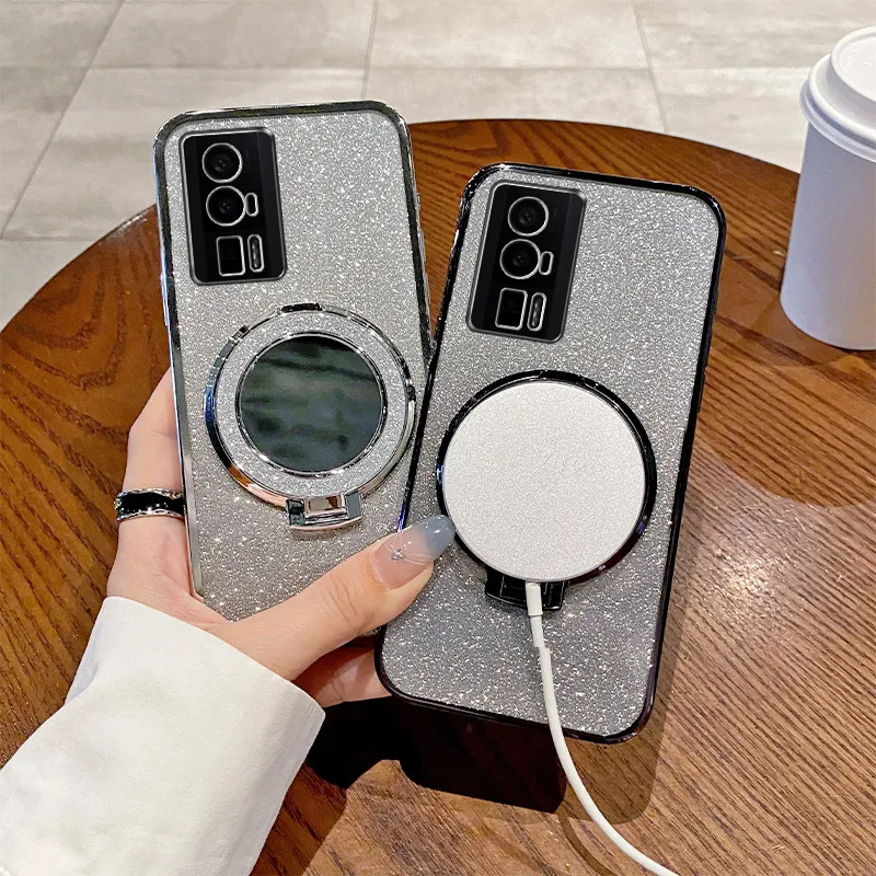 Роскошный зеркальный Магнитный чехол с блестками для Redmi K30 K30S K40 K40S K50 Ultra K60 K70 Pro K70E
