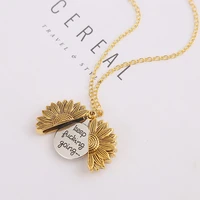 western hot selling fashion necklace vintage alloy sunflower pendant necklace for trendy men women