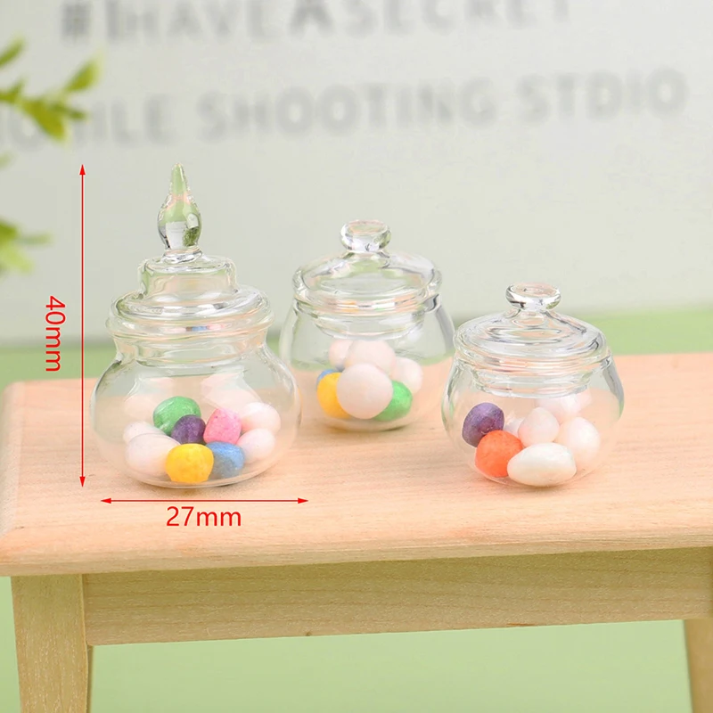 

1:12 Dollhouse Mini Empty Glass Jar Candy Bottle Model Storage Tank Tiny Vial Kitchen Accessories Decor Kids Pretend Play Toys